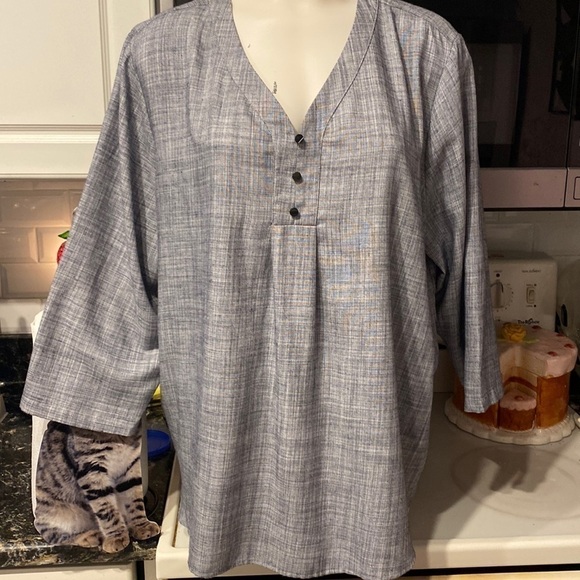 X womens Van Heusen solid gray 3/4 sleeve plus size top size XXL. Nice - Picture 1 of 4